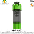 Botella plástica de la coctelera de la proteína al por mayor 600ml, taza plástica del ciclón de los PP libre de BPA (HDP-0322)